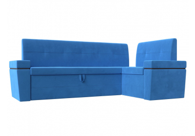 Кухонный угловой диван Деметра правый угол Велюр Голубой