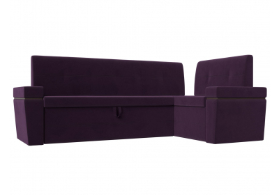 Кухонный угловой диван Деметра правый угол Велюр Фиолетовый
